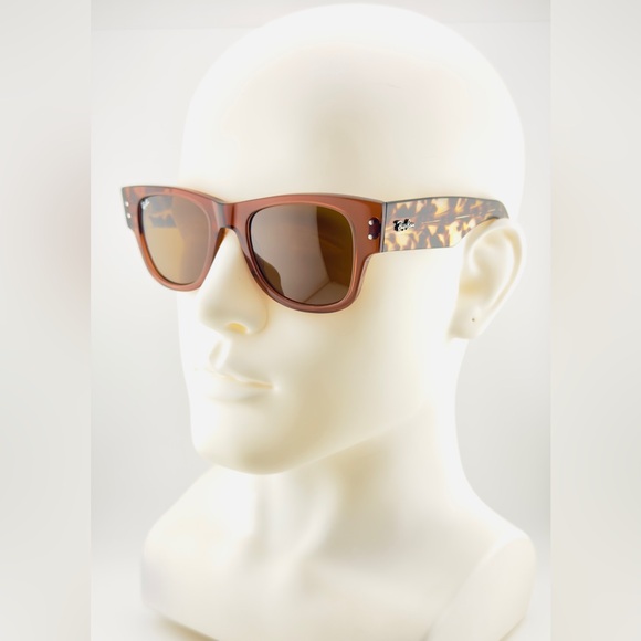Ray-Ban Sunglasses Mega Wayfarer RB0840-S Polished Transparent Frame Brown Lens - Picture 6 of 16